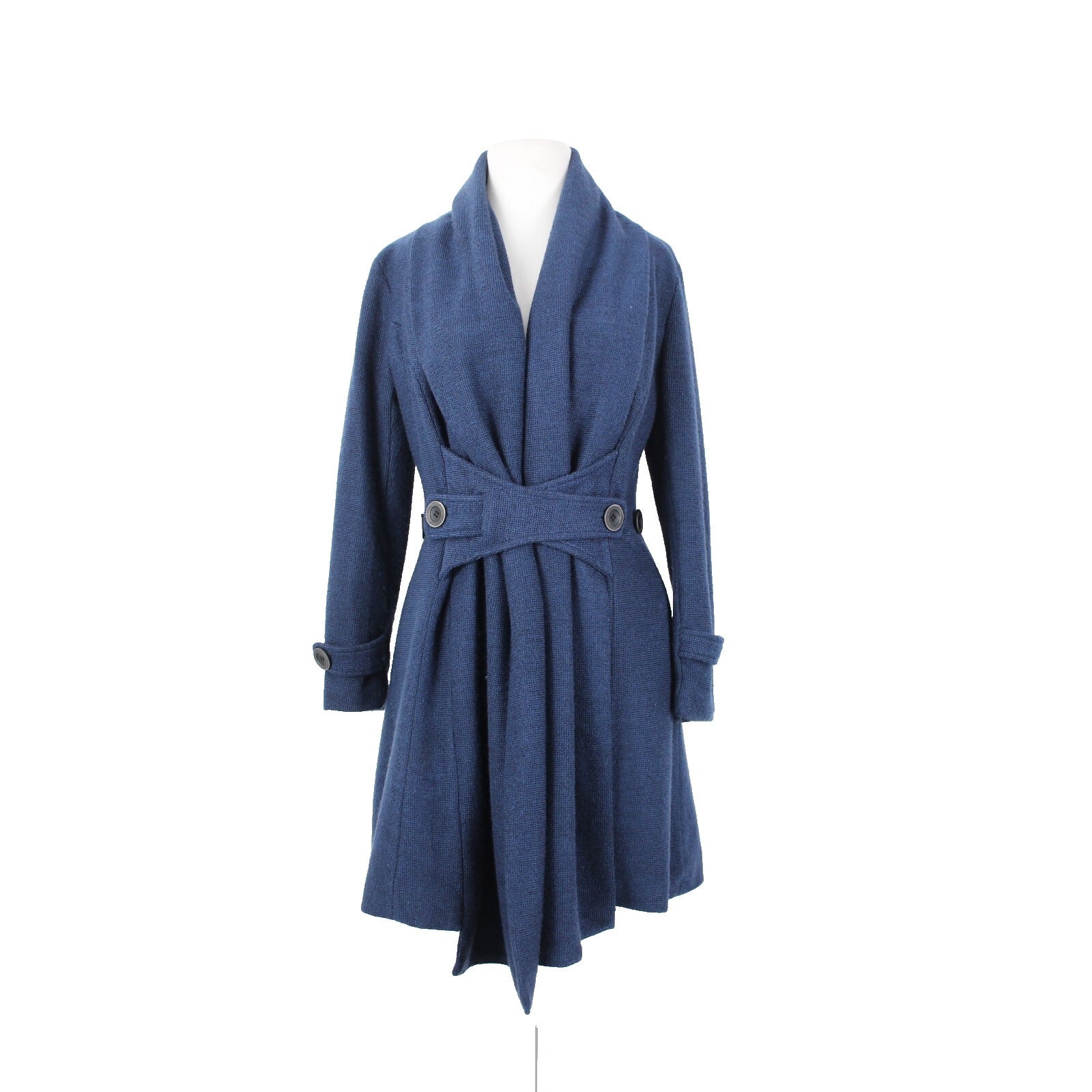 Madrina NEW NO TAGS Sz 4 Navy Blue Tweed Lined Buttons Pocketed Collared Coat