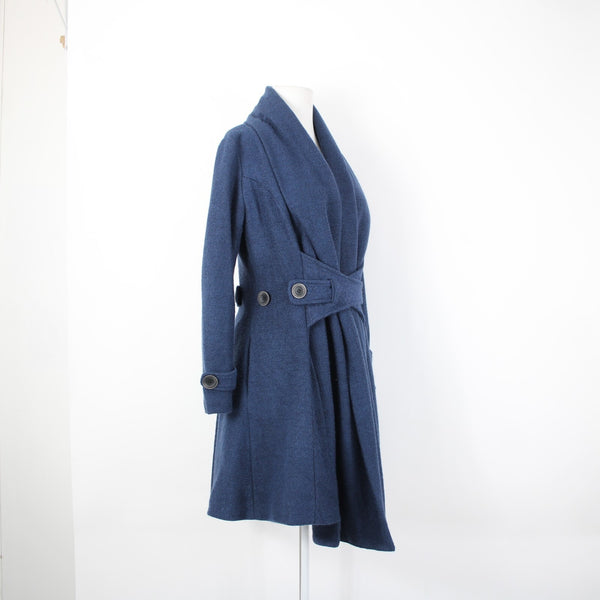 Madrina NEW NO TAGS Sz 4 Navy Blue Tweed Lined Buttons Pocketed Collared Coat