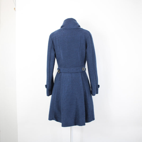 Madrina NEW NO TAGS Sz 4 Navy Blue Tweed Lined Buttons Pocketed Collared Coat