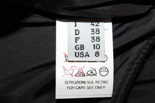 Moschino Sz 8 US Black Crepe Tulle Slip Strapless 100% Wool Fit Flare Dress