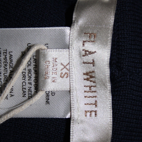 Flat White NEW $ 100 Sz XS x 37 Navy Blue Sheer Leg Lace 100% Cotton Pant