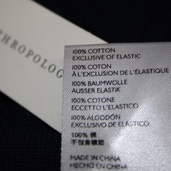 Flat White NEW $ 100 Sz XS x 37 Navy Blue Sheer Leg Lace 100% Cotton Pant
