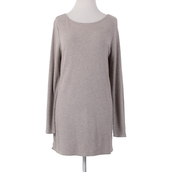 J Jill Sweater Sz M Brown Knit Long Sleeve Cotton Viscose Nylon Sweater