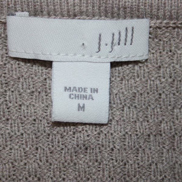 J Jill Sweater Sz M Brown Knit Long Sleeve Cotton Viscose Nylon Sweater