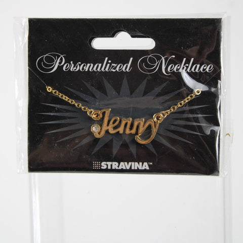 JENNY NEW Name Goldtone Rhinestone Accent 14.5" w 4.5" Multi Ring Ext Necklace