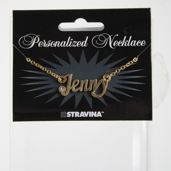 JENNY NEW Name Goldtone Rhinestone Accent 14.5" w 4.5" Multi Ring Ext Necklace
