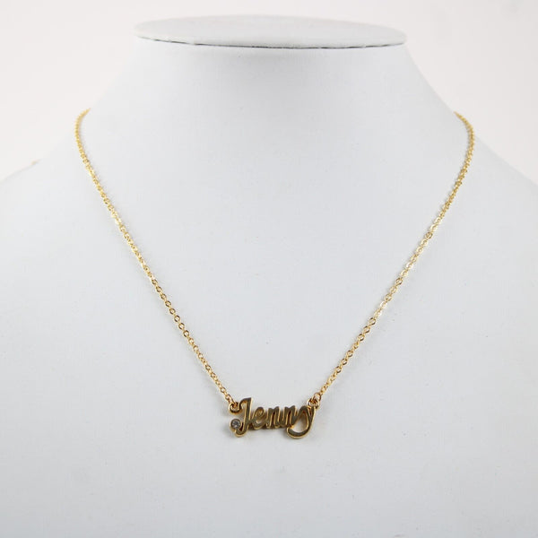 JENNY NEW Name Goldtone Rhinestone Accent 14.5" w 4.5" Multi Ring Ext Necklace