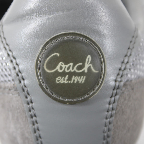 Coach Shoes NEW Sz 5.5 M Gray Silver Lace Up Fabric 1" Tennies Shoes