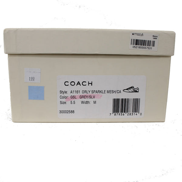Coach Shoes NEW Sz 5.5 M Gray Silver Lace Up Fabric 1" Tennies Shoes