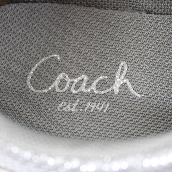 Coach Shoes NEW Sz 5.5 M Gray Silver Lace Up Fabric 1" Tennies Shoes