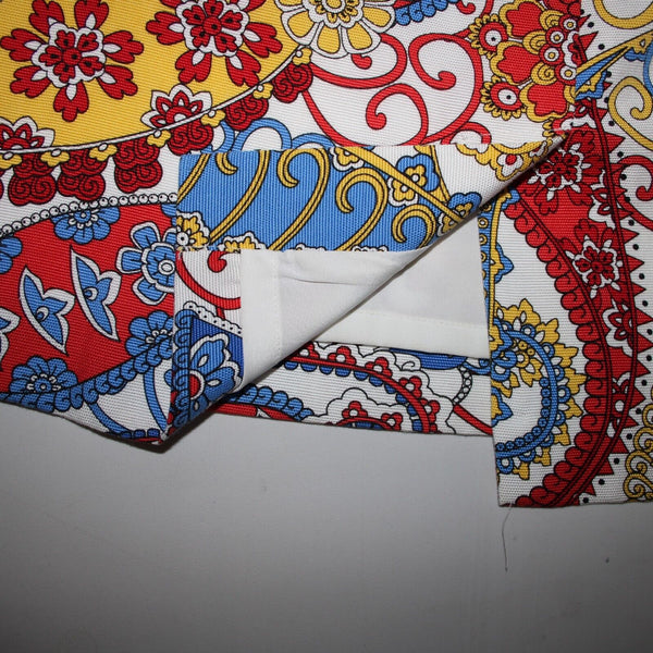 Talbots Petites Sz 4p White Red Multi Paisley Lined Lyocell Cotton Pencil Skirt
