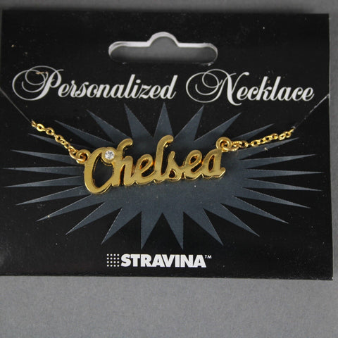 CHELSEA NEW Name Goldtone Rhinestone Accent 14.5" w 4.5" Multi Ring Ext Necklace