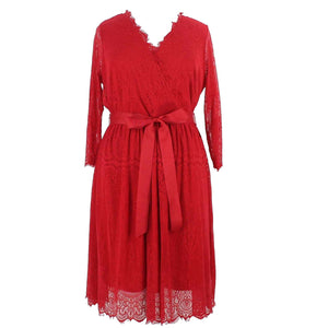 Lane Bryant NEW $100 Sz 18 Red on Red Lined Belted Lace Nylon Poly Dress