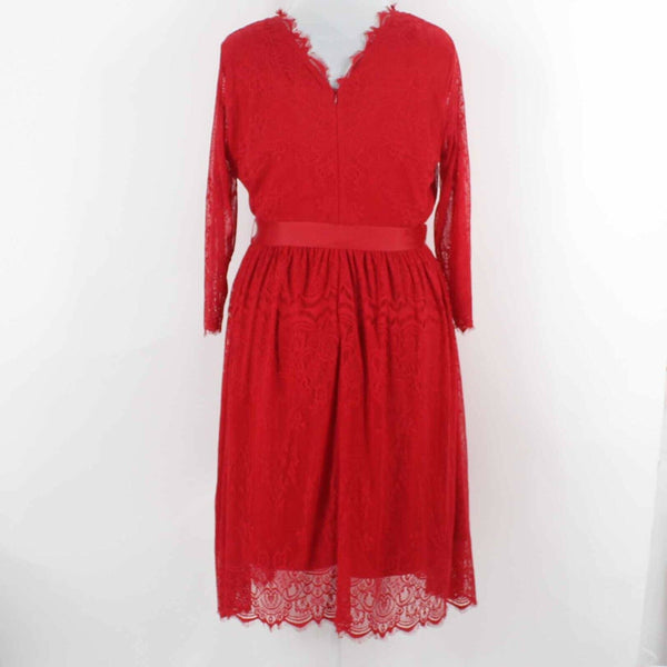 Lane Bryant NEW $100 Sz 18 Red on Red Lined Belted Lace Nylon Poly Dress