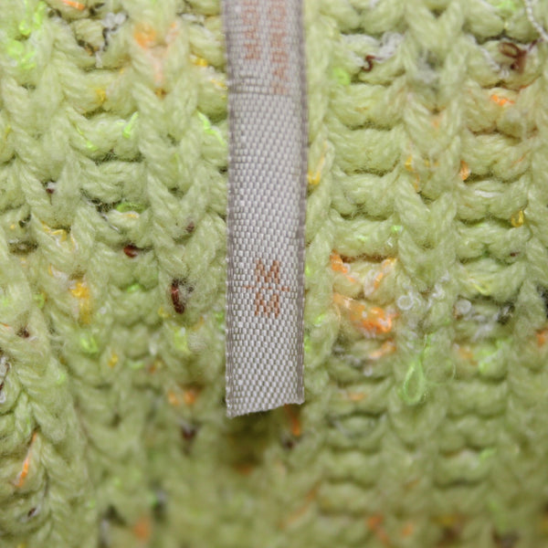Free People Sweater Sz M Green Multi Colored Cowl Neck Knit Cotton Sweater