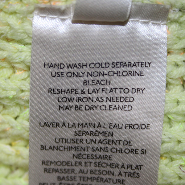 Free People Sweater Sz M Green Multi Colored Cowl Neck Knit Cotton Sweater