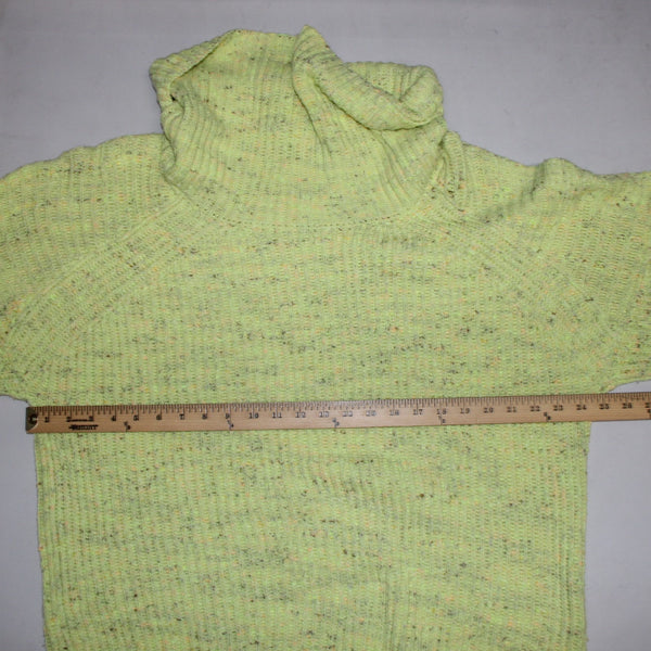 Free People Sweater Sz M Green Multi Colored Cowl Neck Knit Cotton Sweater
