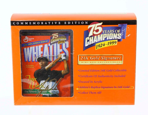 Wheaties Tiger Woods 75 Years Of Champions Gold Signature Mini Box NIB