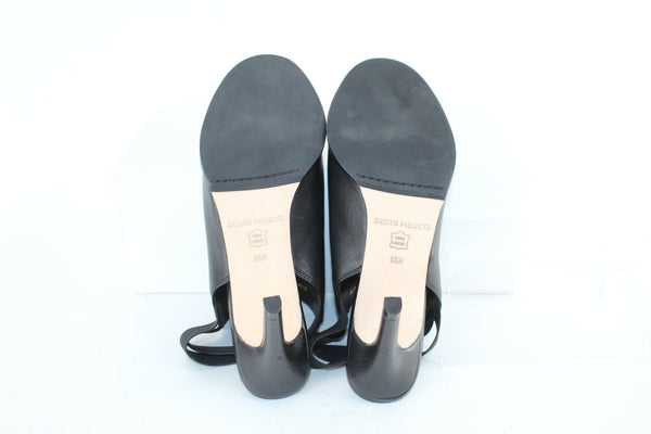 Sesto Meucci NEW Sz 8.5M Black Leather Open Toe 3.5" Heel