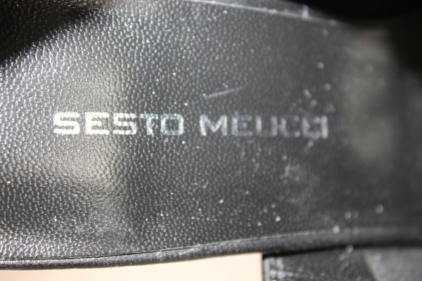 Sesto Meucci NEW Sz 8.5M Black Leather Open Toe 3.5" Heel