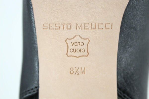 Sesto Meucci NEW Sz 8.5M Black Leather Open Toe 3.5" Heel
