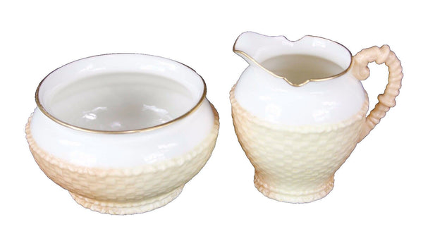 Royal Worcester Peach Cream Lattice Sugar Creamer