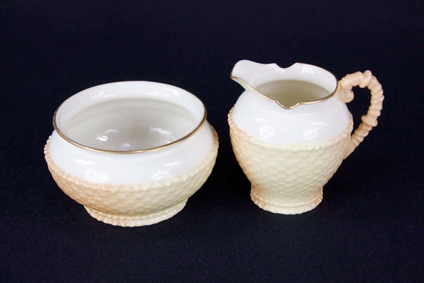 Royal Worcester Peach Cream Lattice Sugar Creamer