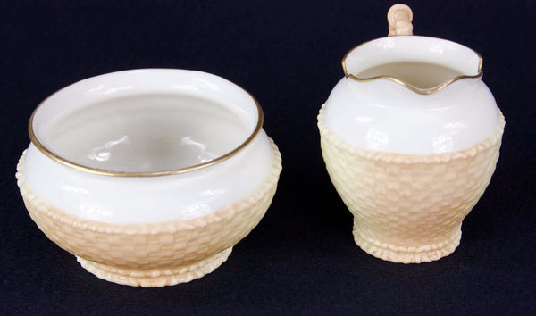 Royal Worcester Peach Cream Lattice Sugar Creamer