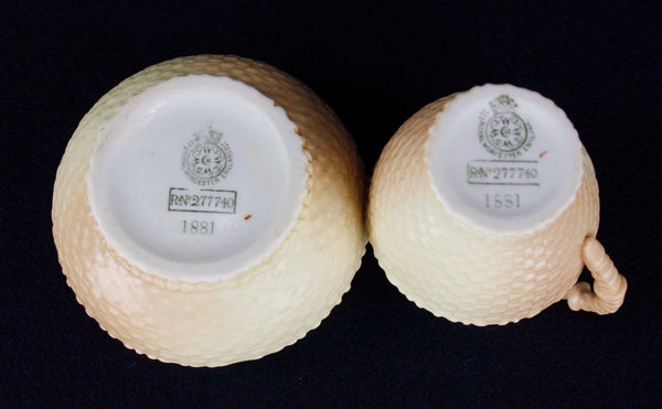 Royal Worcester Peach Cream Lattice Sugar Creamer