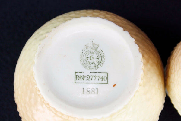 Royal Worcester Peach Cream Lattice Sugar Creamer