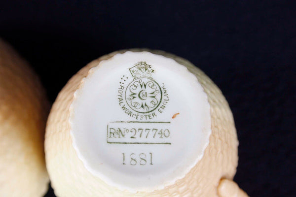 Royal Worcester Peach Cream Lattice Sugar Creamer