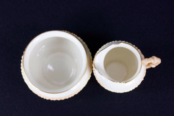 Royal Worcester Peach Cream Lattice Sugar Creamer