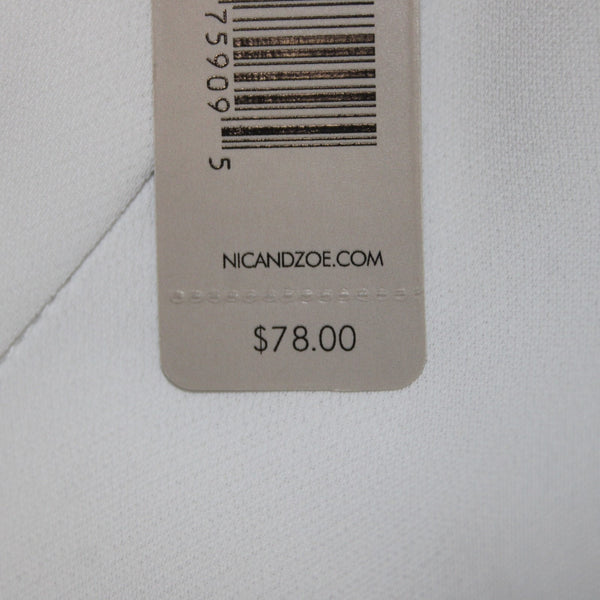 Nic Zoe Top NEW $78 Sz L Paper White V Neck Gathered 100% Polyester Top