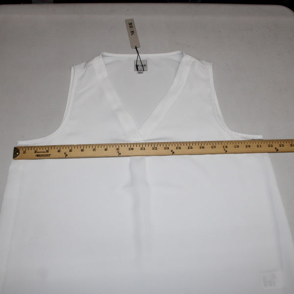 Nic Zoe Top NEW $78 Sz L Paper White V Neck Gathered 100% Polyester Top