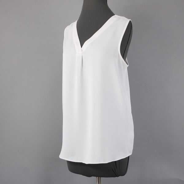 Nic Zoe Top NEW $78 Sz L Paper White V Neck Gathered 100% Polyester Top
