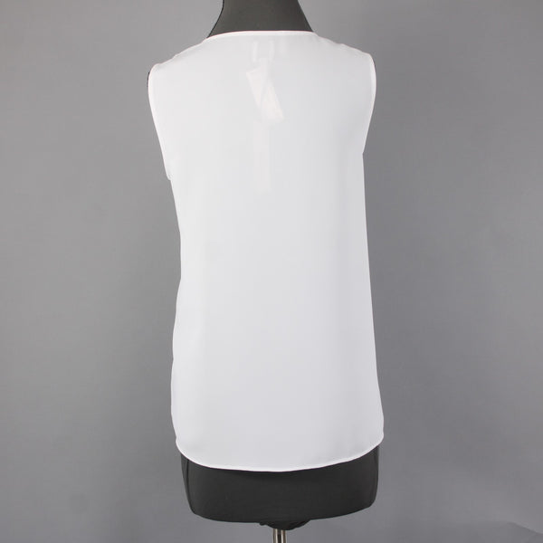 Nic Zoe Top NEW $78 Sz L Paper White V Neck Gathered 100% Polyester Top