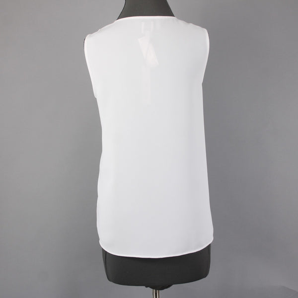 Nic Zoe Top NEW $78 Sz L Paper White V Neck Gathered 100% Polyester Top
