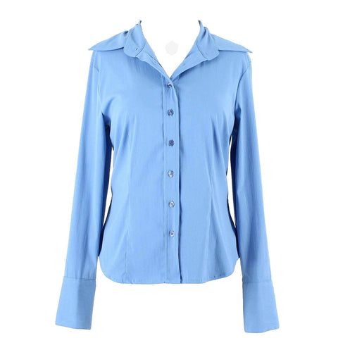 Fred David Sz S Blue Button Up Polyester Nylon Spandex Top