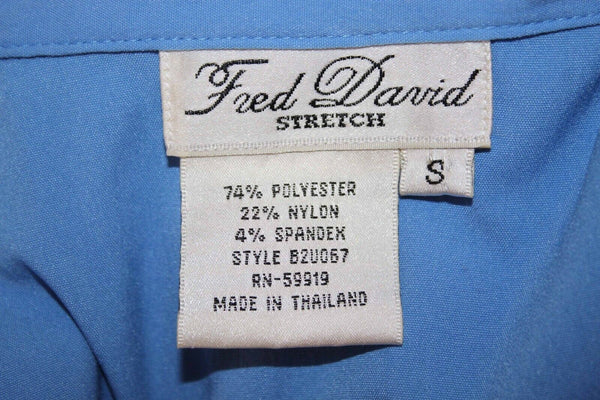 Fred David Sz S Blue Button Up Polyester Nylon Spandex Top