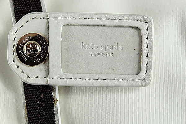 Kate Spade 14 x 5 Ivory Nylon Brown Gold Zip Nylon Water Resist Lining Purse
