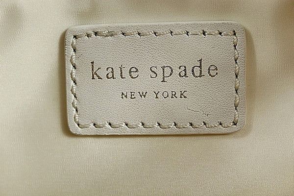 Kate Spade 14 x 5 Ivory Nylon Brown Gold Zip Nylon Water Resist Lining Purse