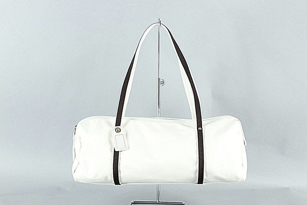 Kate Spade 14 x 5 Ivory Nylon Brown Gold Zip Nylon Water Resist Lining Purse