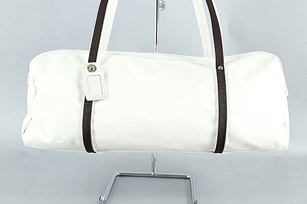Kate Spade 14 x 5 Ivory Nylon Brown Gold Zip Nylon Water Resist Lining Purse