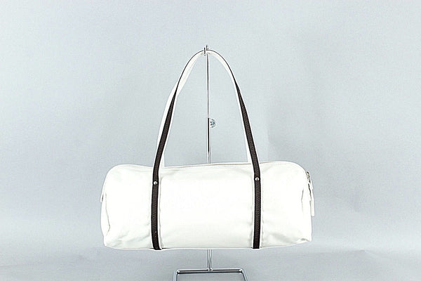 Kate Spade 14 x 5 Ivory Nylon Brown Gold Zip Nylon Water Resist Lining Purse