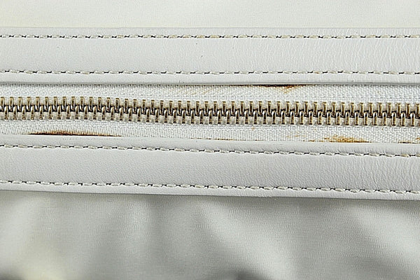 Kate Spade 14 x 5 Ivory Nylon Brown Gold Zip Nylon Water Resist Lining Purse