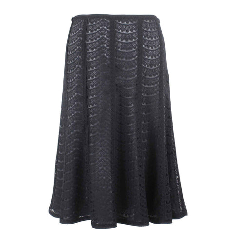 Sigrid Olsen Sz 14 Black Lace Over Silver Lining A Line Nylon Poly Skirt