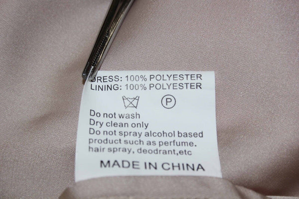Bari Jay NEW $250 Sz 10 Nude Tan Sheer Poly Pleated Bodice Rosettes Dress