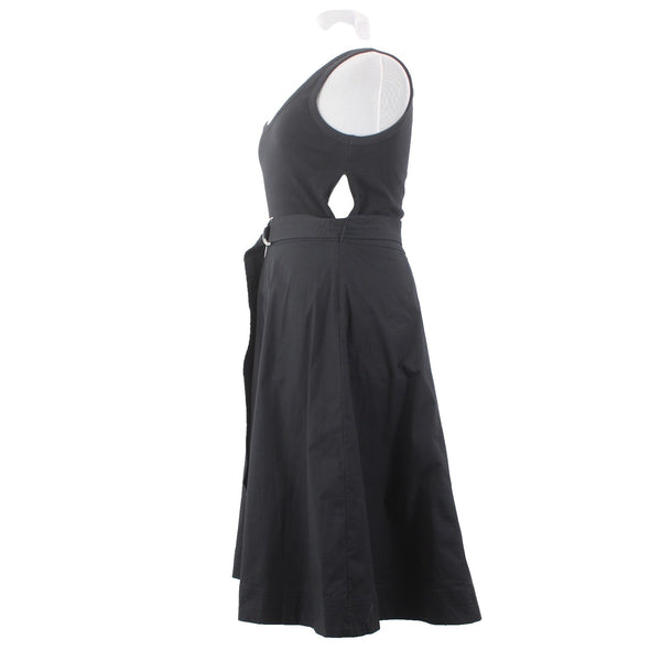 Veronica Beard Dress $448 Sz XL Black Ennis Mixed Media Belted Elastane Dress