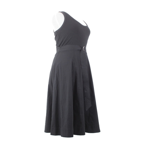 Veronica Beard Dress $448 Sz XL Black Ennis Mixed Media Belted Elastane Dress