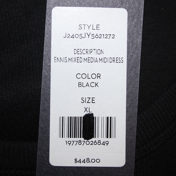 Veronica Beard Dress $448 Sz XL Black Ennis Mixed Media Belted Elastane Dress